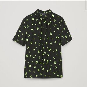 COS Frill Neck Printed Blouse